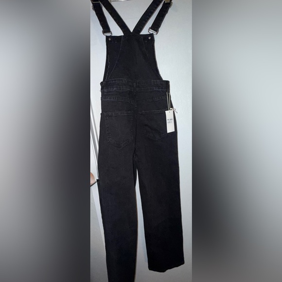 LA Girl Black Denim Straight leg Overalls NWT small - Picture 2 of 15